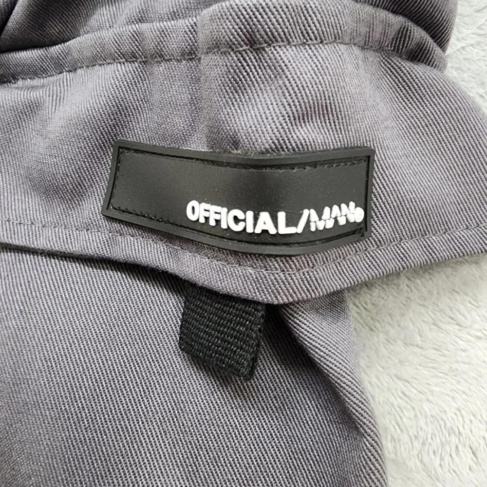NEW BoohooMAN Pants Mens M Gray Twill Cargo Trouser‎ Rubber Tab Detail Casual